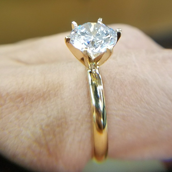 NeW 14k Solid Yellow Gold 3ct Round Engagement Ring - Picture 3 of 9